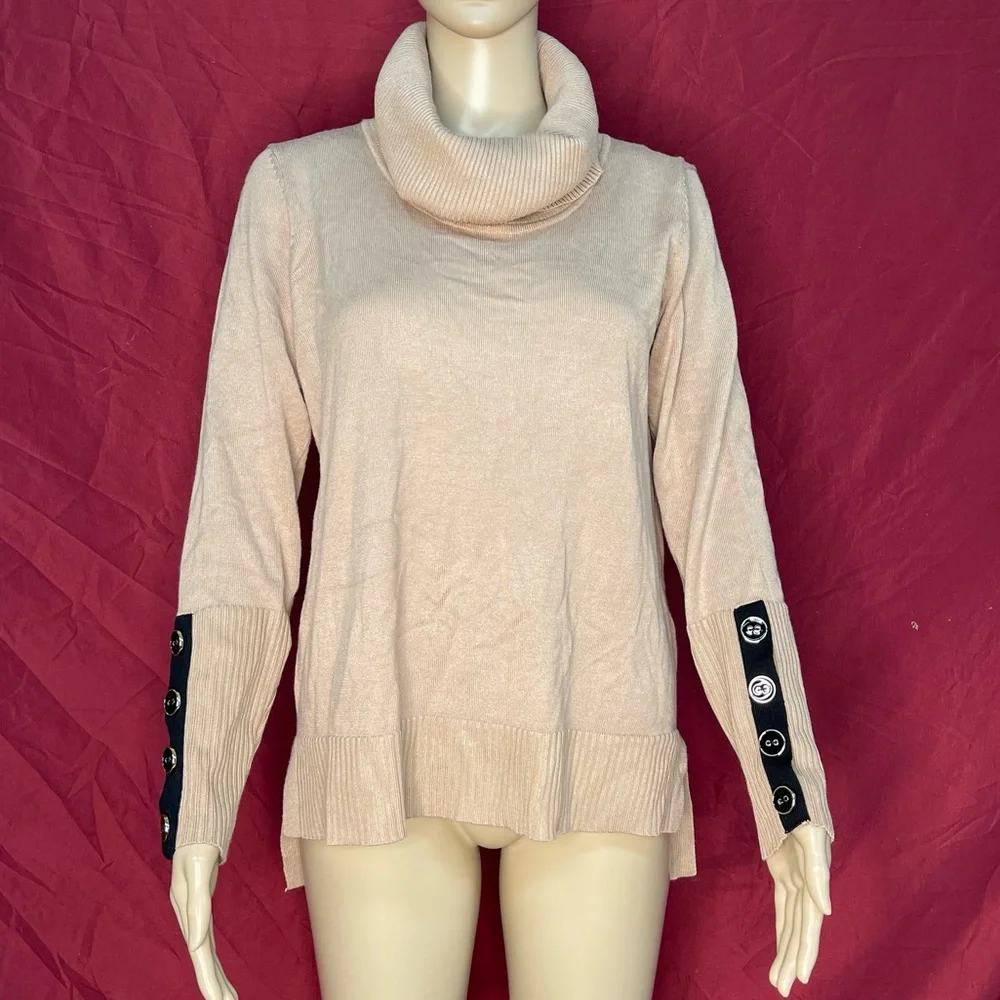Melissa Paige Beige Cowl Neck Sweater Women’s Large